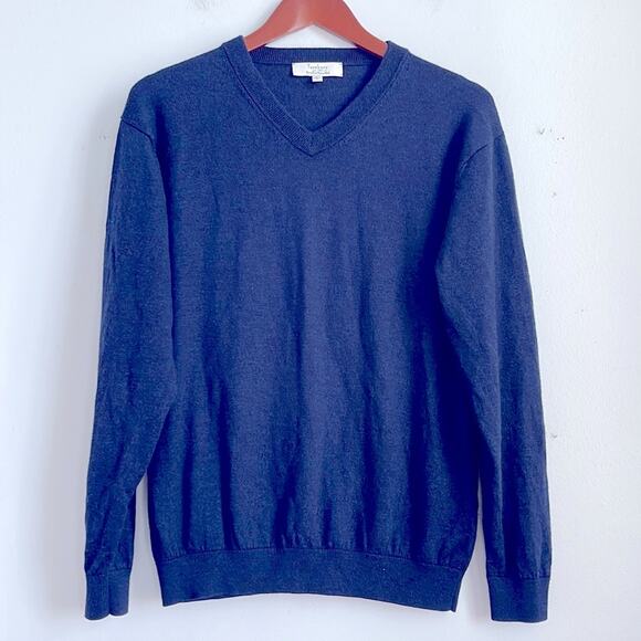 Turnbury extra fine merino wool V-neck pullover knit sweater sz L - Picture 1 of 6